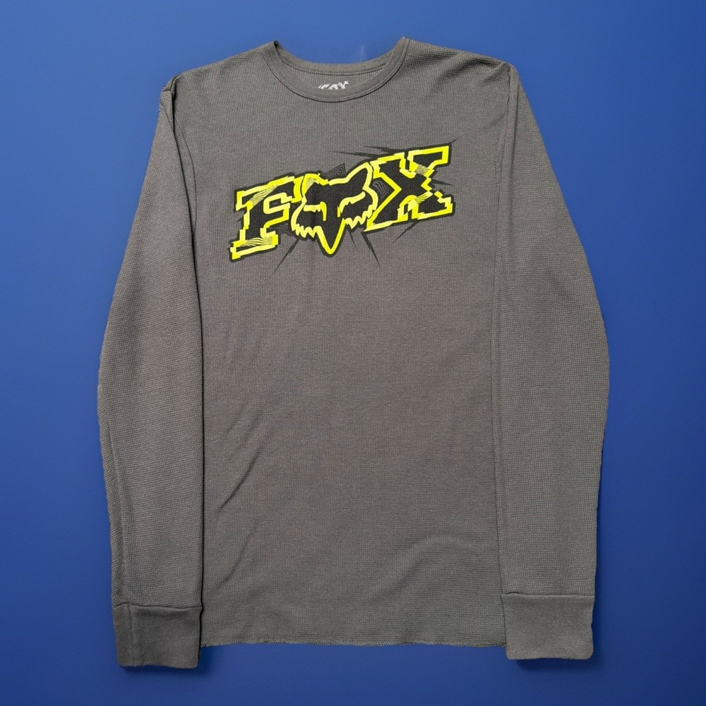 Vintage Y2K Fox Motocross Long Sleeve Thermal Shirt‎ Size Medium Grunge Skate